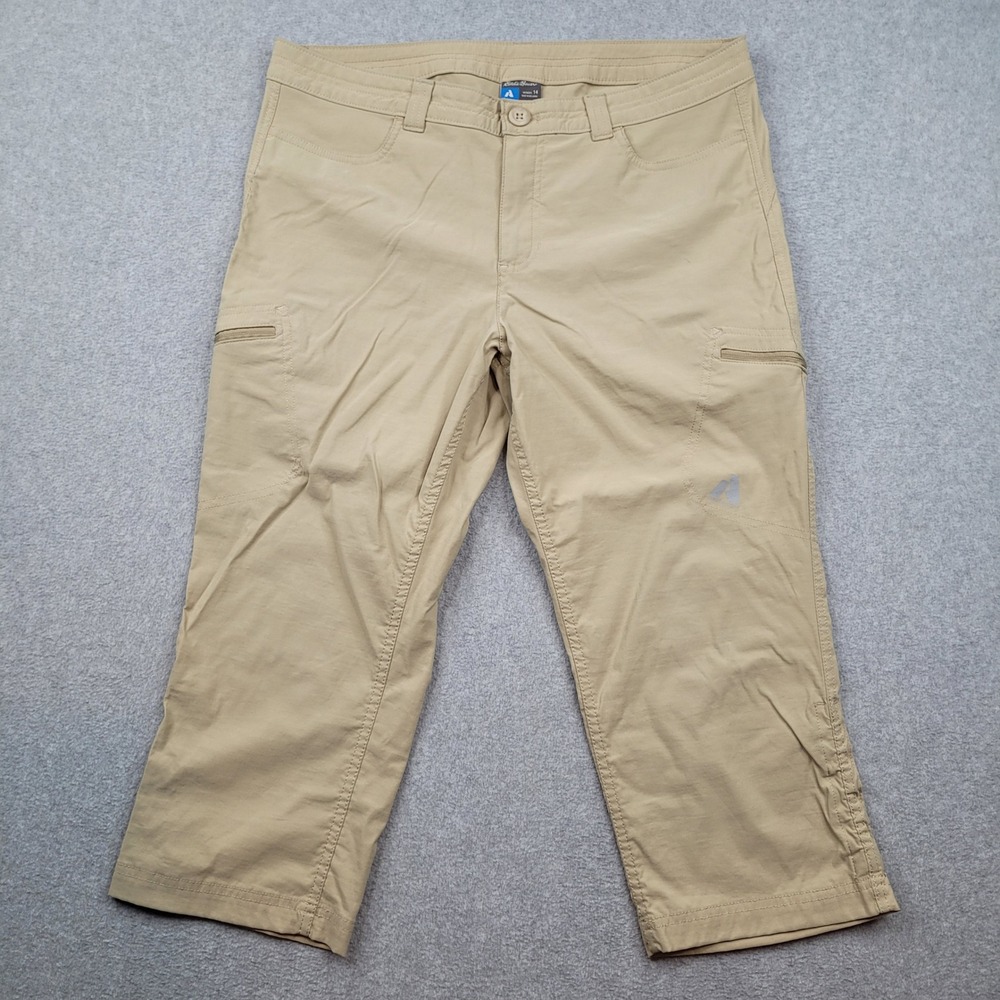 Eddie Bauer First Ascent Capri Pants Womens 14 Tan Hiking Outdoor Stretch 18x20